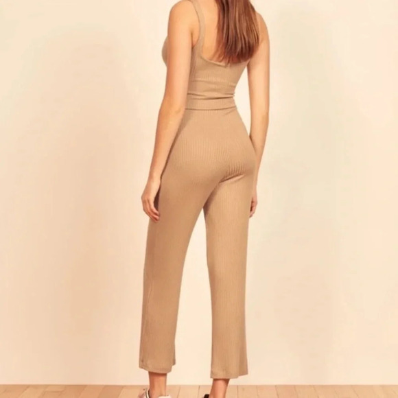 REFORMATION NWT Kazu Camel Ribbed Jumpsuit Romper One Piece - Picture 3 of 9